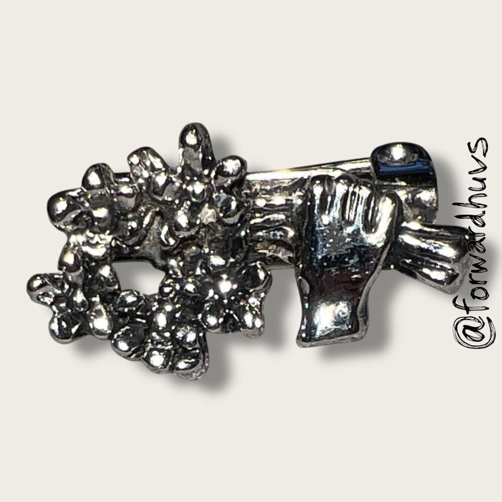 Bundle Sale 3 for $15 | Miniature Silver-Tone Hand & Bouquet Pin